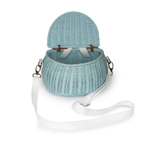 small wicker bike basket with lid - rattan backpack for kids