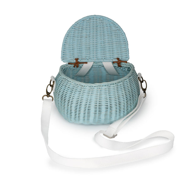 small wicker bike basket with lid - rattan backpack for kids