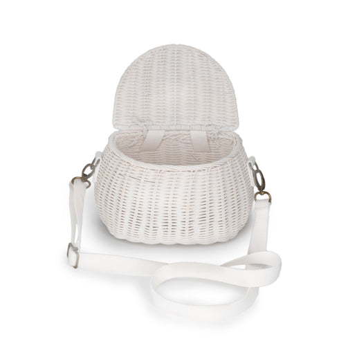 small wicker bike basket with lid - rattan backpack for kids