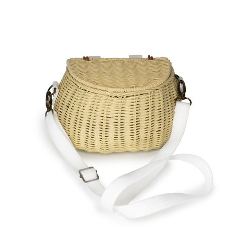 small wicker bike basket with lid - rattan backpack for kids