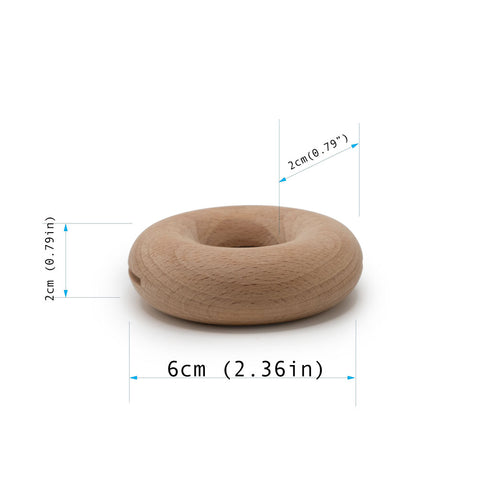natural wood donut snack bag clip (set of 3)